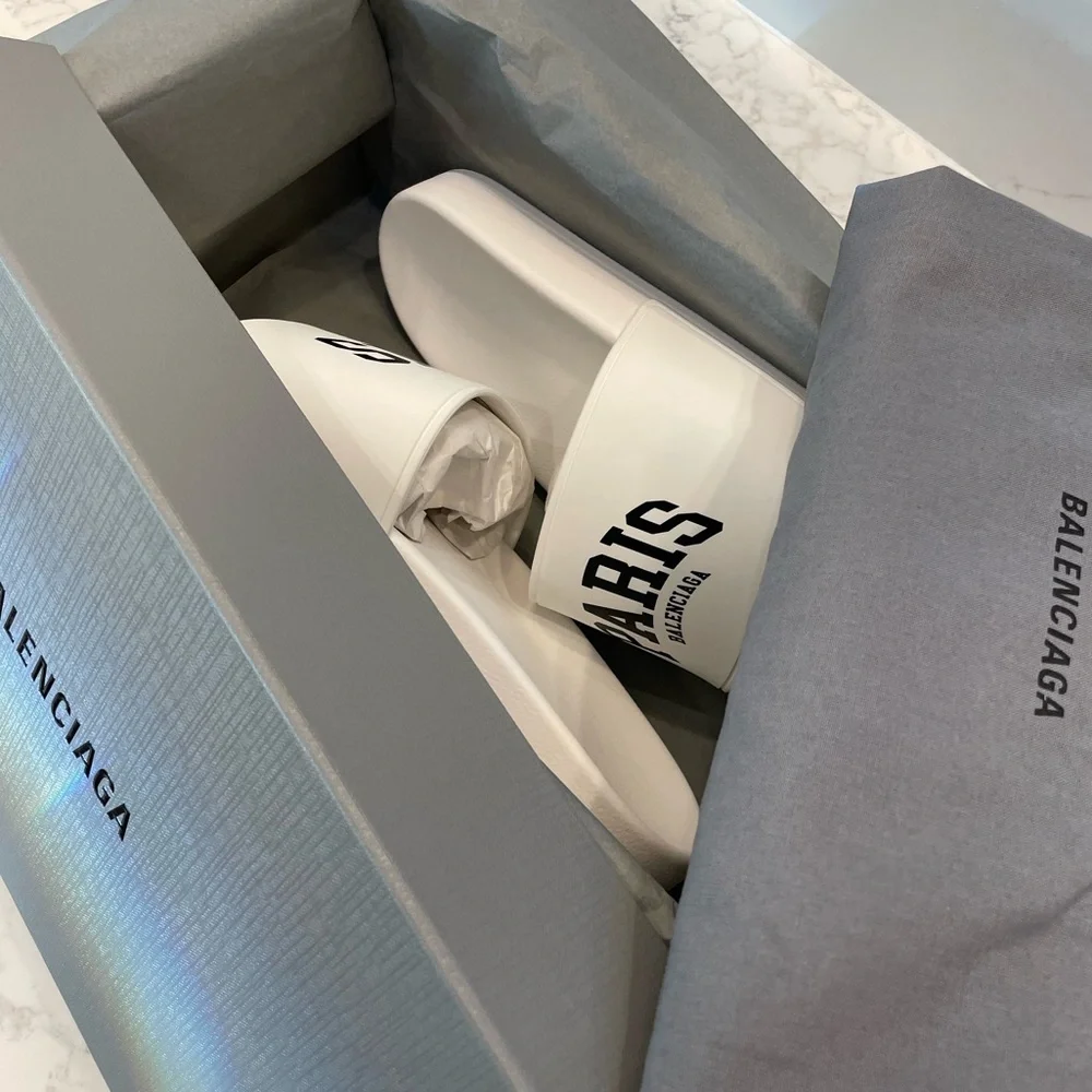 BALENCIAGA Womens Cities Pool Slide Sandals 9 B/39 EU - Picture 13 of 14